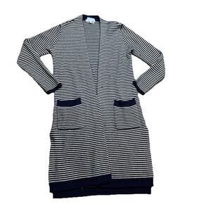 The Cashmere Project Duster Cardigan Sz S Blue White Nautical Coastal Cruise